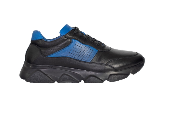 J2035 Black - Blue Modèles de chaussures de sport et de confort pour hommes, Collection de chaussures de sport et de confort pour hommes en cuir