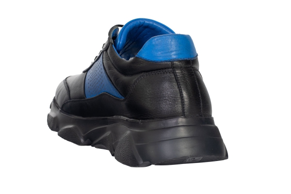 J2035 Black - Blue Modèles de chaussures de sport et de confort pour hommes, Collection de chaussures de sport et de confort pour hommes en cuir