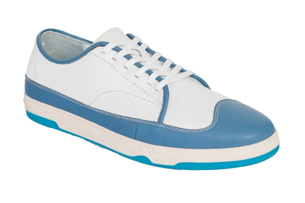 J2075 White - Blue Men's Sports and Comfort Shoes Models, Leather Men's Sports and Comfort Shoes Collection