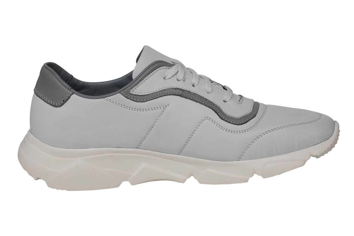 J355 White - Grey Man Sport Shoe Models, Genuine Leather Man Sport Shoes
