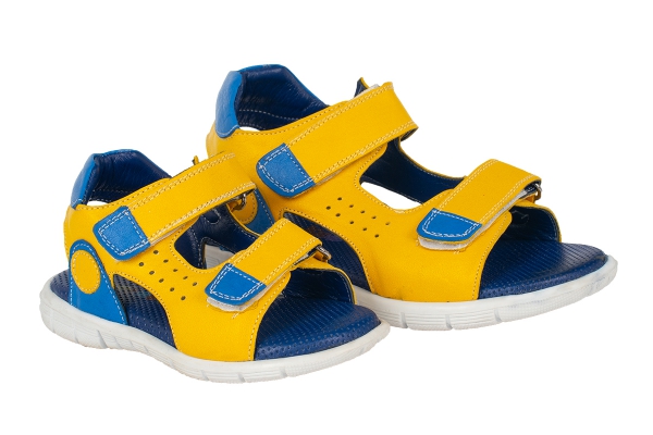 J2147 Yellow - Navy Blue Kids Sandals Models