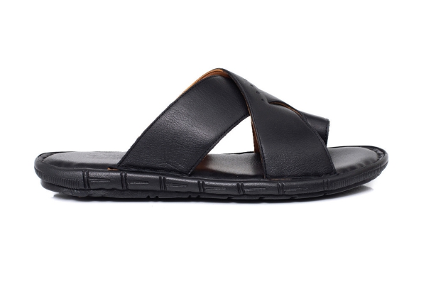 J1416 Black Man Sandals Slippers Models, Genuine Leather Man Sandals Slippers Collection