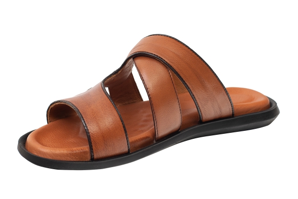 J2103 Tan Man Sandals Slippers Models, Genuine Leather Man Sandals Slippers Collection 2