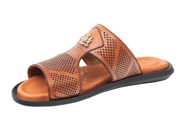 J2111 Tan Modèles de Sandales et chaussons pour hommes,collection de chaussons sandales homme en cuir véritable 2