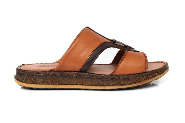J2050 Tan - Brown Man Sandals Slippers Models, Genuine Leather Man Sandals Slippers Collection