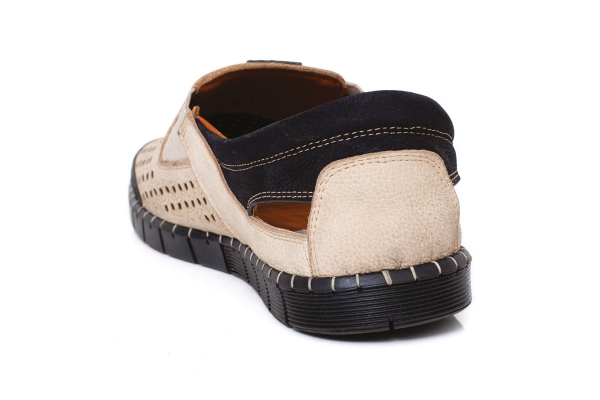 J2064 Nubuck Beige - Nubuck Black Man Sandals Slippers Models, Genuine Leather Man Sandals Slippers Collection