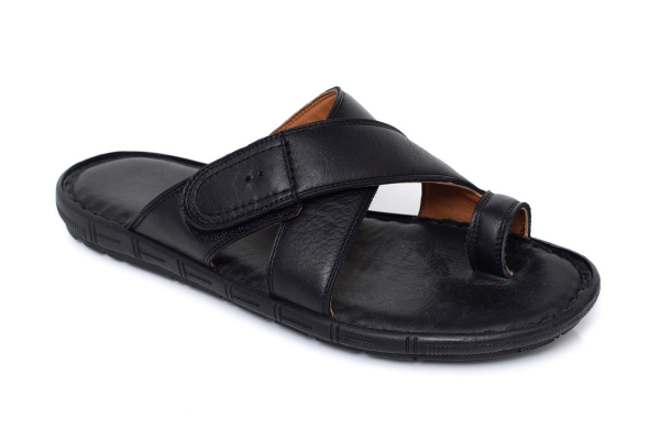 J2092 Siyah Erkek Sandalet ve Terlik Modelleri, Deri Erkek Sandalet ve Terlik Koleksiyonu