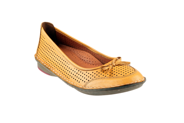 J1003 Yellow Women Comfort Shoes Models, Genuine Leather Women Comfort Shoes Collection