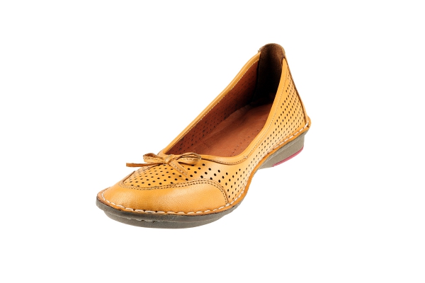 J1003 Yellow Women Comfort Shoes Models, Genuine Leather Women Comfort Shoes Collection