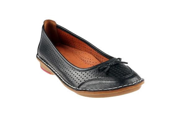 J1003 أسود Women Comfort Shoes Models, Genuine Leather Women Comfort Shoes Collection