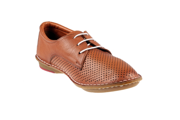 J1005 Rust Brown Women Comfort Shoes Models, Genuine Leather Women Comfort Shoes Collection