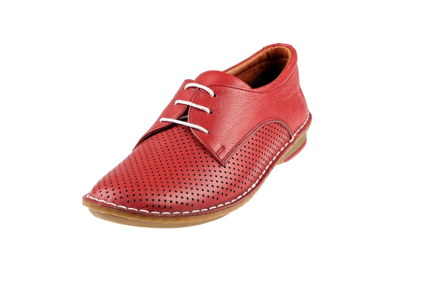J1005 Brick Red Women Comfort Shoes Models, Genuine Leather Women Comfort Shoes Collection