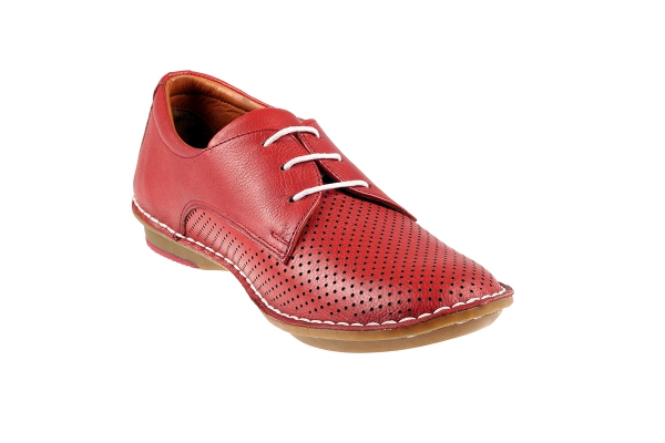 J1005 Brick Red Women Comfort Shoes Models, Genuine Leather Women Comfort Shoes Collection