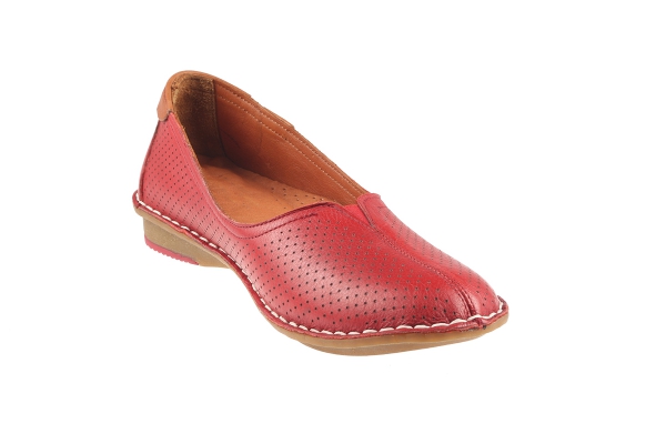 J1006 Brick Red Women Comfort Shoes Models, Genuine Leather Women Comfort Shoes Collection