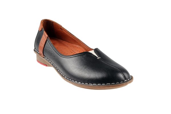 J1006-1 أسود Women Comfort Shoes Models, Genuine Leather Women Comfort Shoes Collection