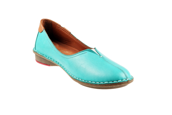 J1006-1 Turquoise Women Comfort Shoes Models, Genuine Leather Women Comfort Shoes Collection