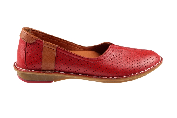 J1006 Brick Red Women Comfort Shoes Models, Genuine Leather Women Comfort Shoes Collection