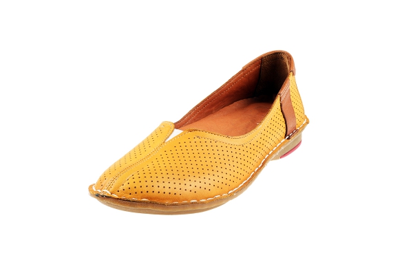 J1006 Yellow Women Comfort Shoes Models, Genuine Leather Women Comfort Shoes Collection