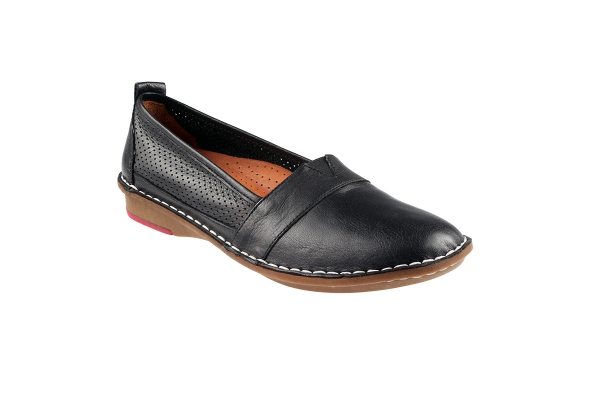 J1007 أسود Women Comfort Shoes Models, Genuine Leather Women Comfort Shoes Collection