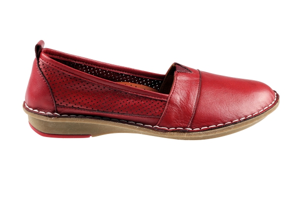 J1007 Brick Red Women Comfort Shoes Models, Genuine Leather Women Comfort Shoes Collection