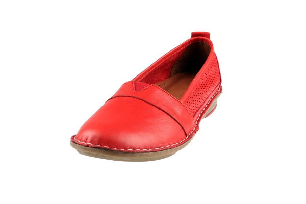 J1007 Red Women Comfort Shoes Models, Genuine Leather Women Comfort Shoes Collection
