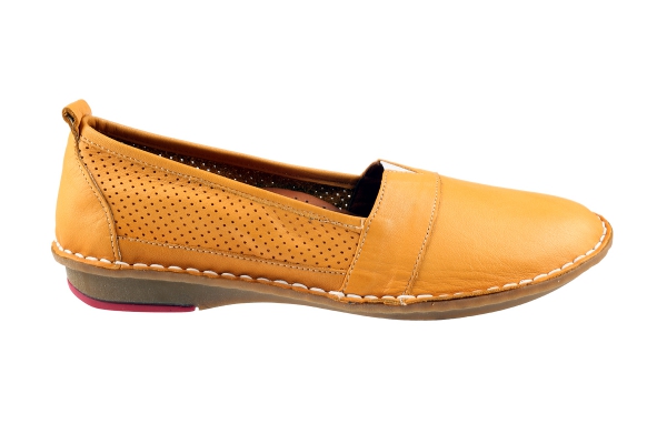 J1007 Yellow Women Comfort Shoes Models, Genuine Leather Women Comfort Shoes Collection
