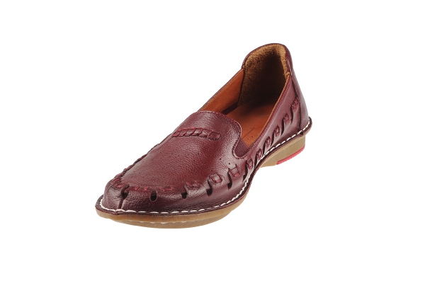 J1008 Dark Bordo Women Comfort Shoes Models, Genuine Leather Women Comfort Shoes Collection