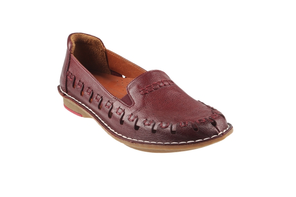 J1008 Dark Bordo Women Comfort Shoes Models, Genuine Leather Women Comfort Shoes Collection