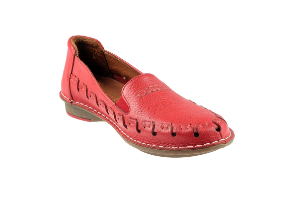 J1008 Red Women Comfort Shoes Models, Genuine Leather Women Comfort Shoes Collection