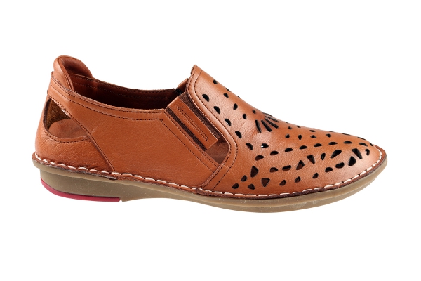 J1009 Rust Brown Women Comfort Shoes Models, Genuine Leather Women Comfort Shoes Collection