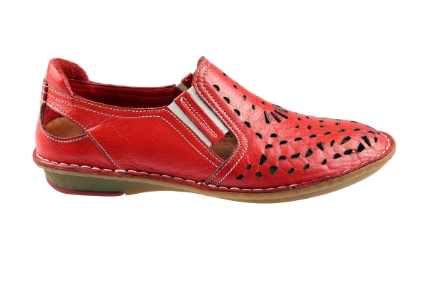 J1009 Red Women Comfort Shoes Models, Genuine Leather Women Comfort Shoes Collection