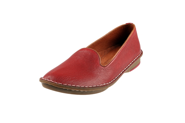 J1015 Brick Red Women Comfort Shoes Models, Genuine Leather Women Comfort Shoes Collection