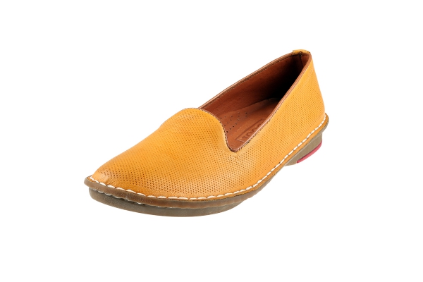 J1015 Yellow Women Comfort Shoes Models, Genuine Leather Women Comfort Shoes Collection