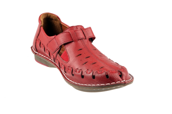 J1018 Brick Red Women Comfort Shoes Models, Genuine Leather Women Comfort Shoes Collection