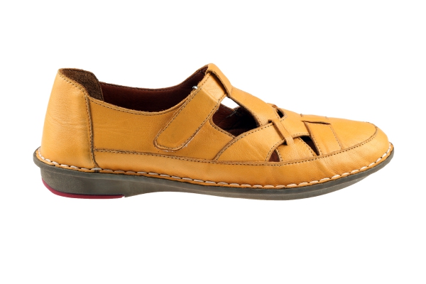 J1025 Yellow Women Comfort Shoes Models, Genuine Leather Women Comfort Shoes Collection