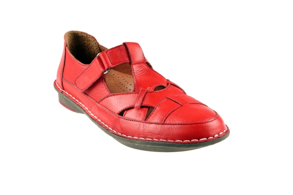 J1025 Red Women Comfort Shoes Models, Genuine Leather Women Comfort Shoes Collection