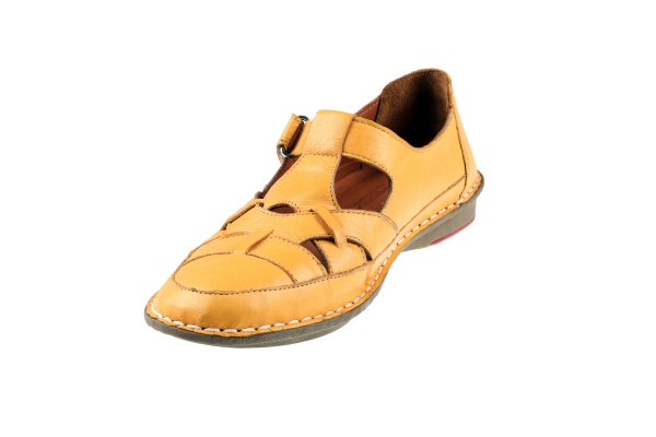 J1025 Yellow Women Comfort Shoes Models, Genuine Leather Women Comfort Shoes Collection