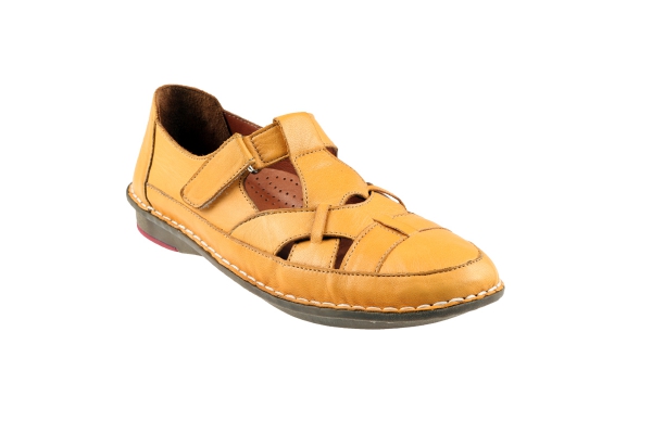 J1025 Yellow Women Comfort Shoes Models, Genuine Leather Women Comfort Shoes Collection